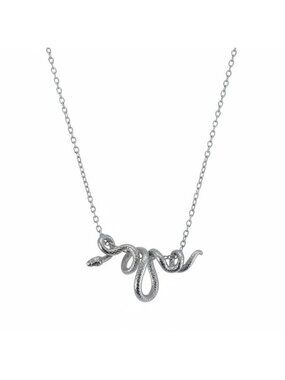 Silvertone Snake Slider Pendant Necklace Adjustable Chain Gift Box New